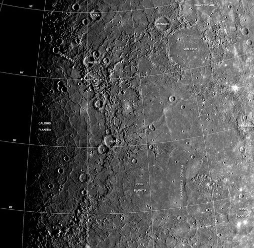Krátery na Merkuru.